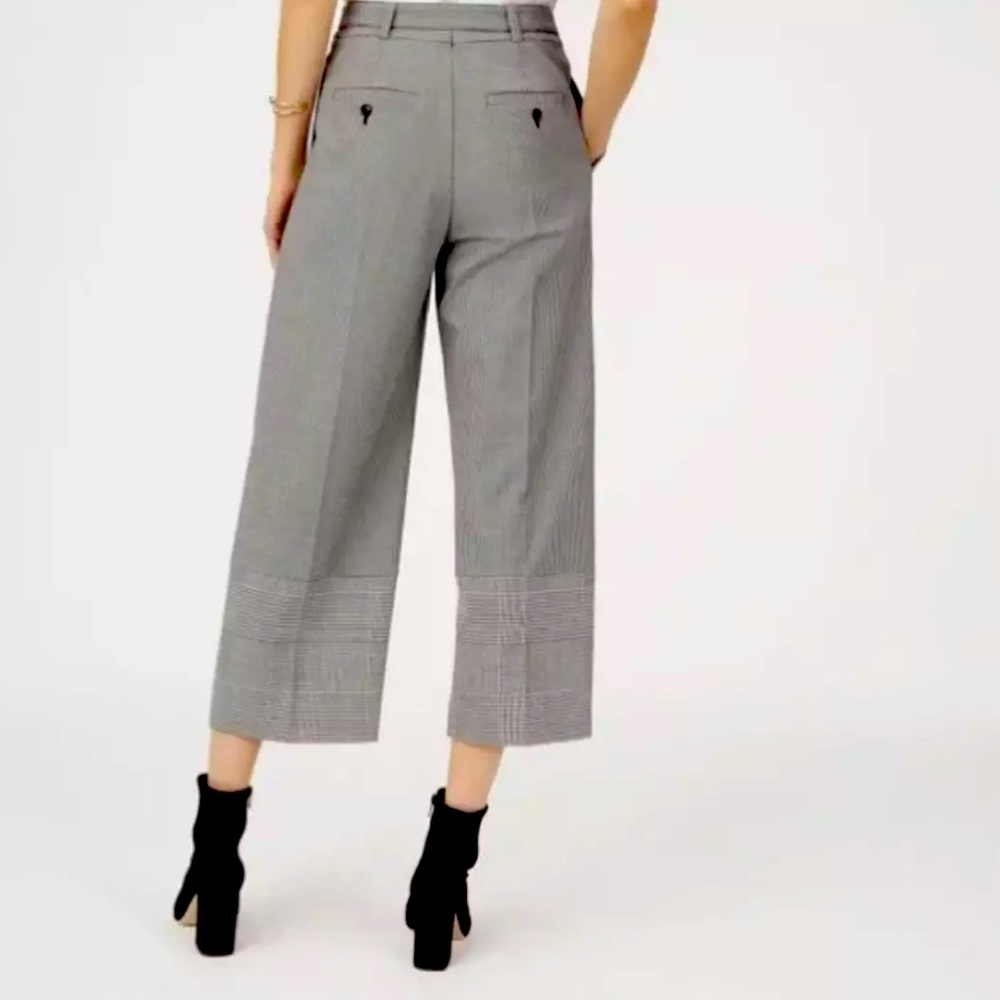 Club Monaco Mixed Plaid Cropped Wide Leg Trousers Size 6